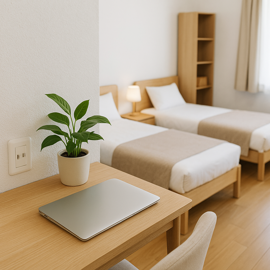 Buhay na silid ng furnished shared house na may komportableng setup