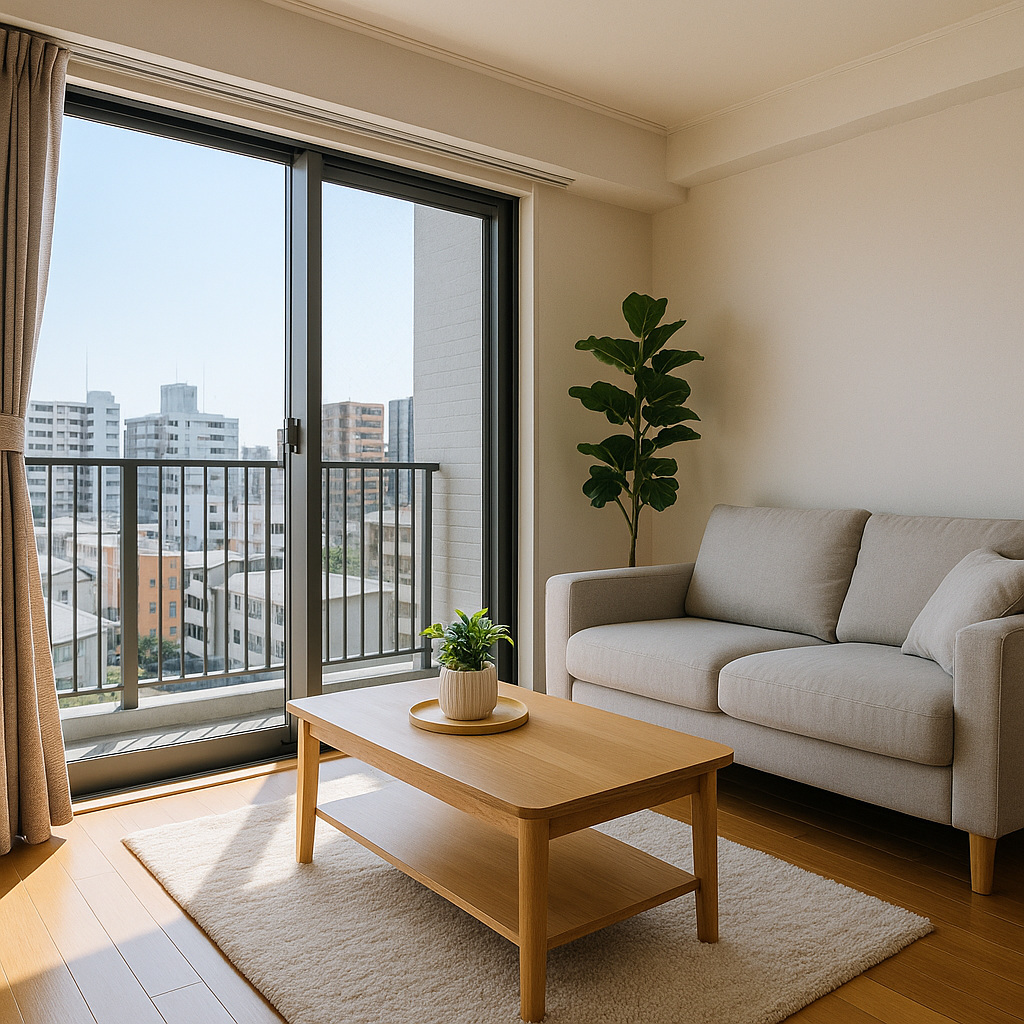 Pemandangan dari apartemen modern di Shin Yokohama